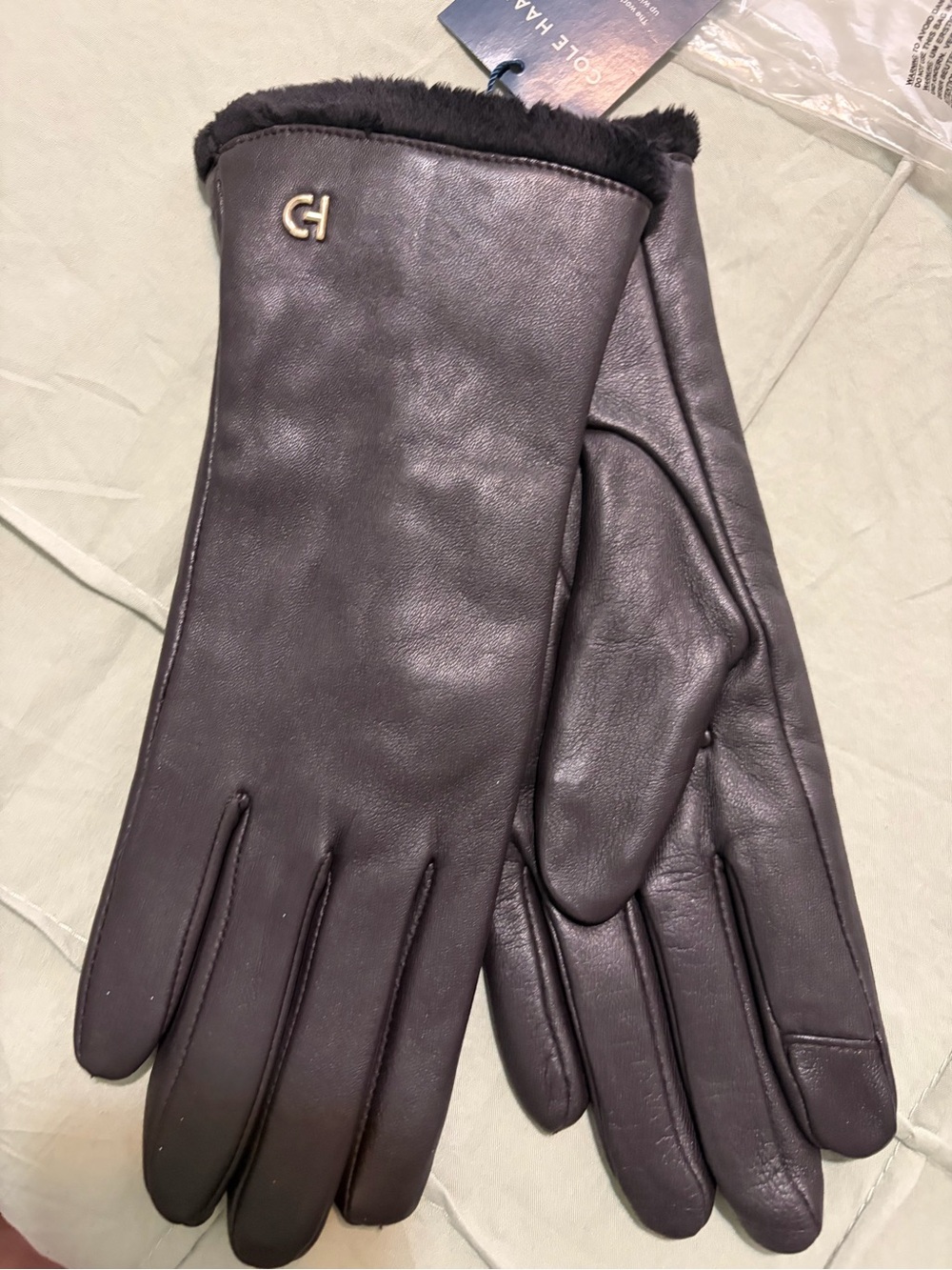 Cole Haan Dark Brown Leather Gloves